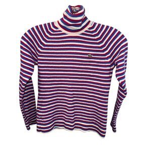 Lacoste Made In France Striped Merino‎ Wool turtleneck sweater 38/Small Youth